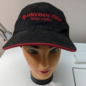 Lincoln Tech New York Embroidered Hat, Black/Red with Adj, Size Strap, One Size